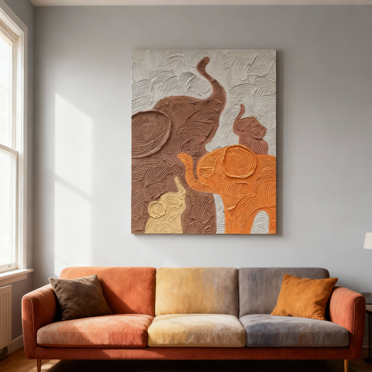 Textured oil painting, animal-themed art painting, wall decoration painting for home decor, artistic and tasteful warm home