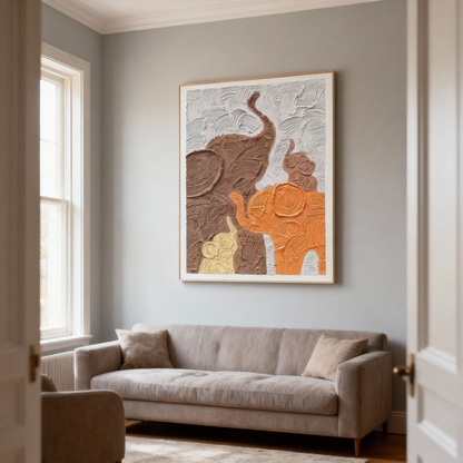 Textured oil painting, animal-themed art painting, wall decoration painting for home decor, artistic and tasteful warm home