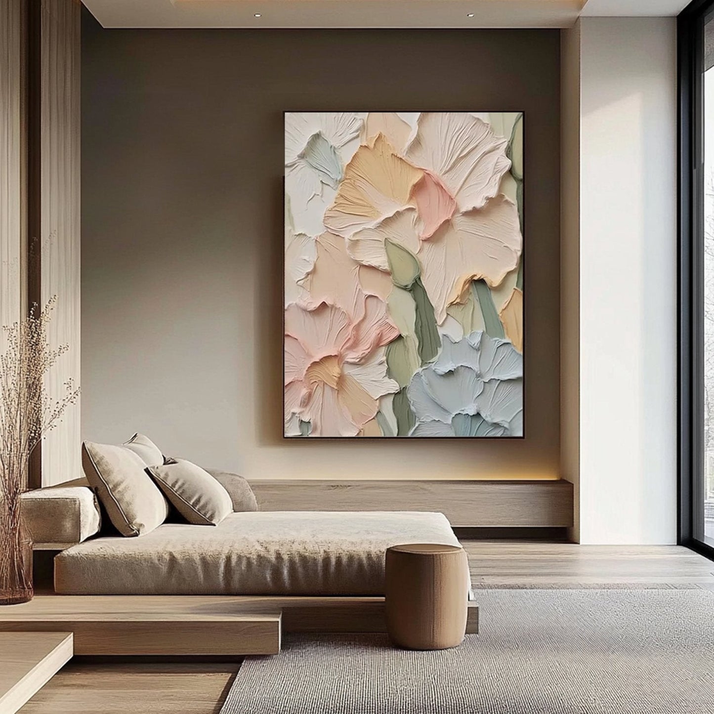 Textured Oil Painting | Floral Wall Art for Home Décor